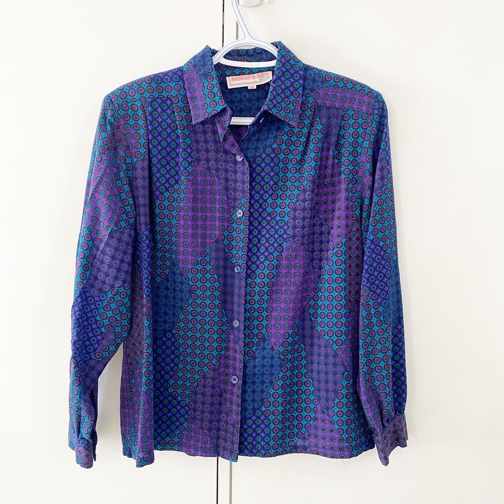 Vintage 80s Sackura San Japan dot with micro flower blouse